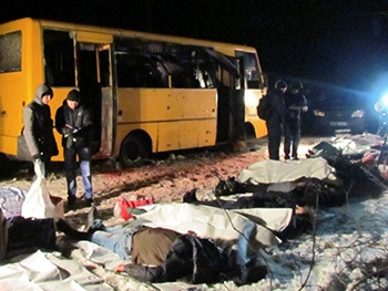 Автобус под Волновахой был поражен ракетой из Града - ОБСЕ фото