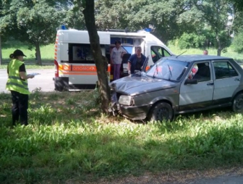 В Запорожье только что автомобиль на полном ходу врезался в дерево  фото