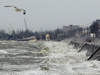 В сети показали живописный шторм в морском заливе  фото