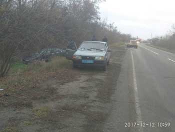 Близ Васильевки иномарка вылетела с трассы  фото