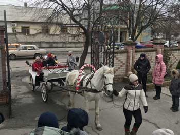 Блинчик, вареник и галушка приехали на лошадке встречать Масленицу фото