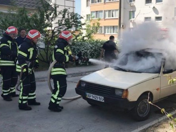 В Запорожской области огонь уничтожил автомобиль фото