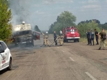 В Запорожской области на ходу загорелся КамАЗ  фото