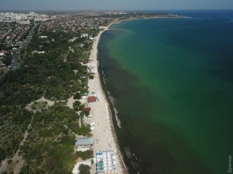 В Одессе на пляже в Лузановке почернела вода фото