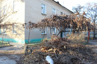 Дворники сваливают мусор во дворе многоквартирного дома фото