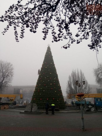 В центре Запорожья украсили главную городскую елку  фото