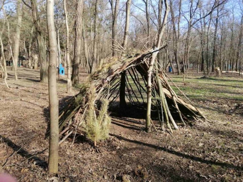 В городском парке появилась хижина в лесу  фото