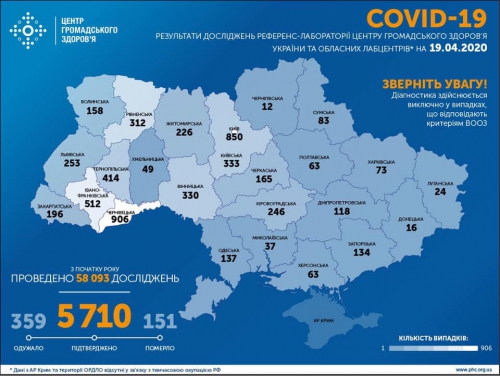 Коронавирус в Украине: количество зафиксированных случаев на 20 апреля  фото