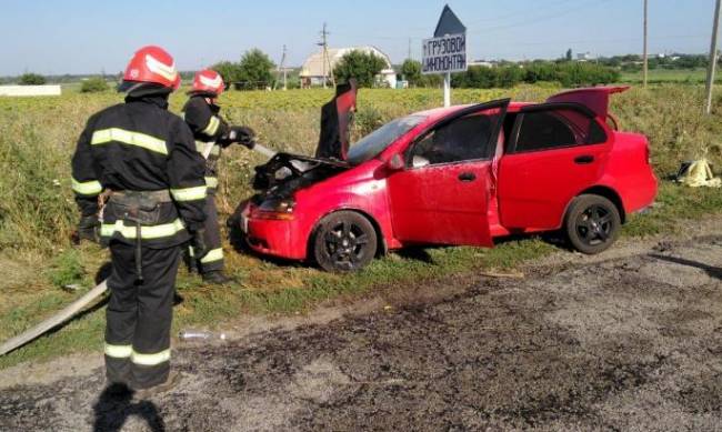 В Запорожской области в селе загорелась иномарка фото