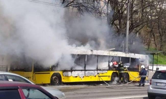 В Киеве на ходу загорелся автобус: выгорел полностью за мгновенье фото