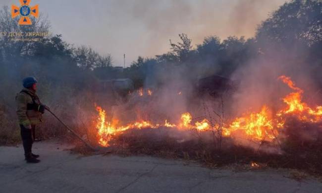 Внаслідок ворожих обстрілів у Василівському районі сталася пожежа на відкритій території фото