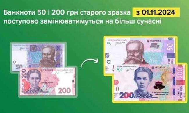 Триває поступова заміна банкнот 50 та 200 гривень на банкноти нового зразка фото